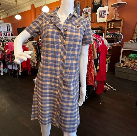 Vintage plaid western shirt dress Medium Women’s - Picture 5 of 6